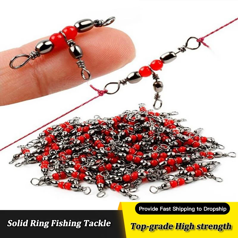 

10/20/50pcs 3 Way Fishing Rolling Brass Barrel Triple Swivels Bearing Connector Solid Ring Fishhook Lure Line Fishing Tackle