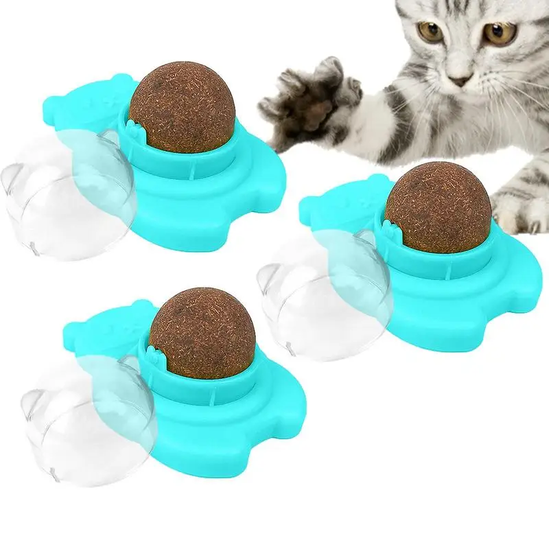 

Wall Catnip Ball Toys 3 Pieces Rotatable Catmint Roller Ball Portable Rotatable Lickable Balls Treats Kitten Chew Toys For Mouth
