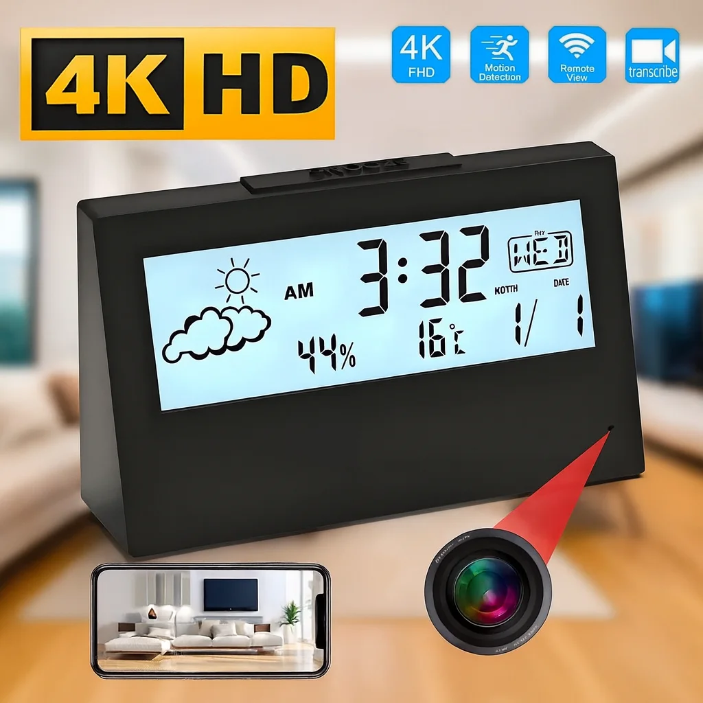 Фото Камера-часы 4K WiFi с обнаружением движения |   Удаленный просмотр в прямом эфире через приложение |   Умный регистратор безопасности для дома и офиса №1