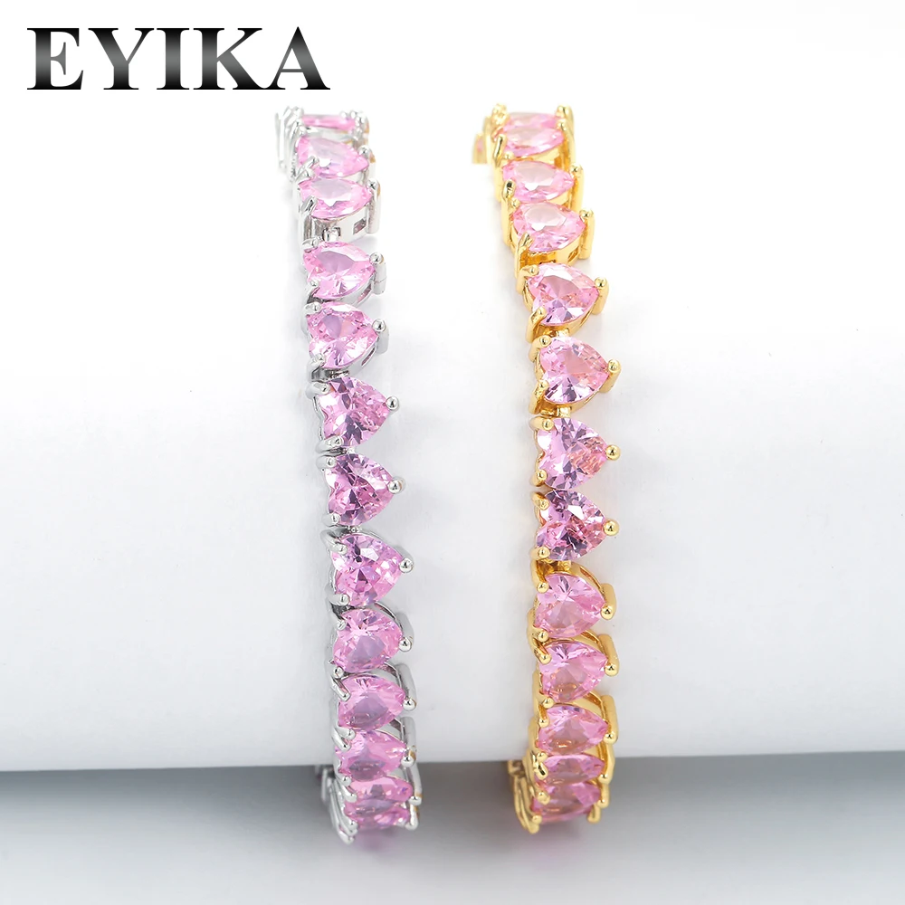 

Женский браслет для тенниса EYIKA, с кристаллами циркона, в форме сердца