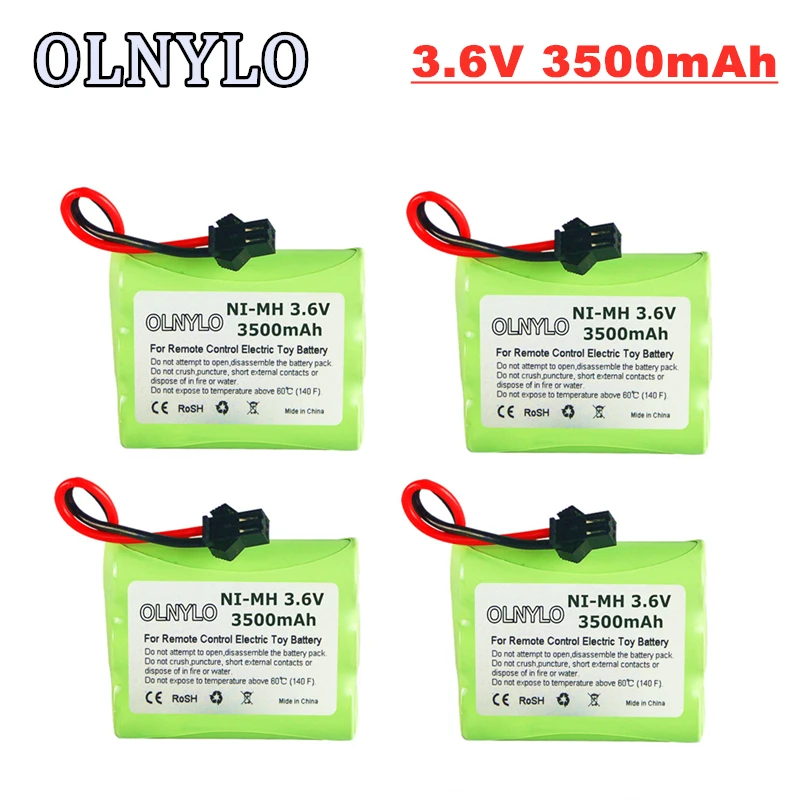 Никель-металл-гидридный аккумулятор для игрушечных машинок на радиоуправлении, 4 шт., 3,6 В, 3500 мАч, AA, 3,6 В, NiMH, батарейка для игрушечных машинок на радиоуправлении, модель лодки, вилка SM