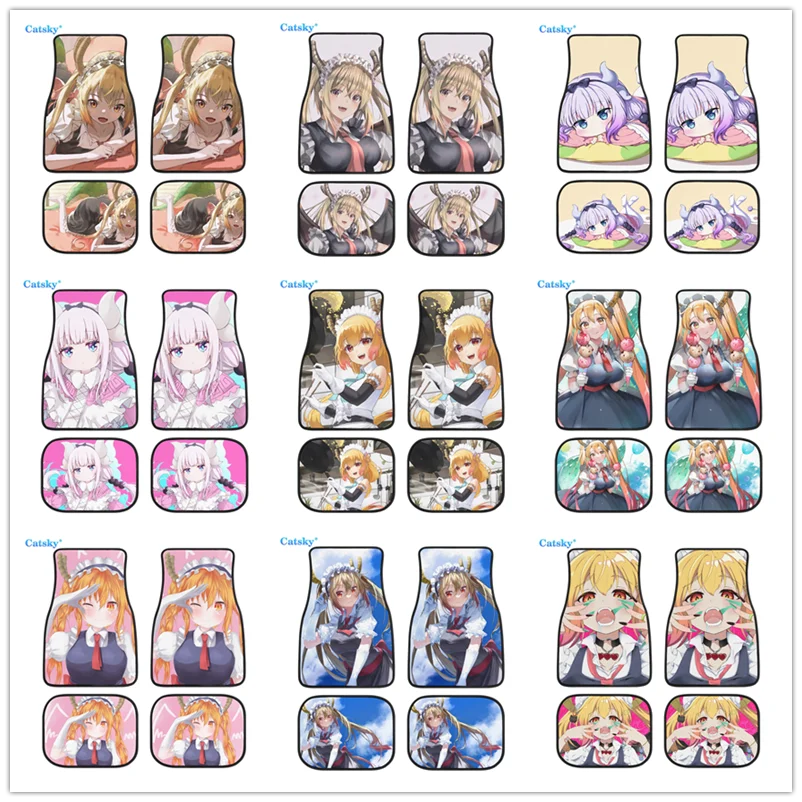 

Напольные коврики Miss Kobayashi's Dragon Maid, комплект передних и задних ковриков, универсальные автомобильные коврики, набор из 4 ковриков для внедор...