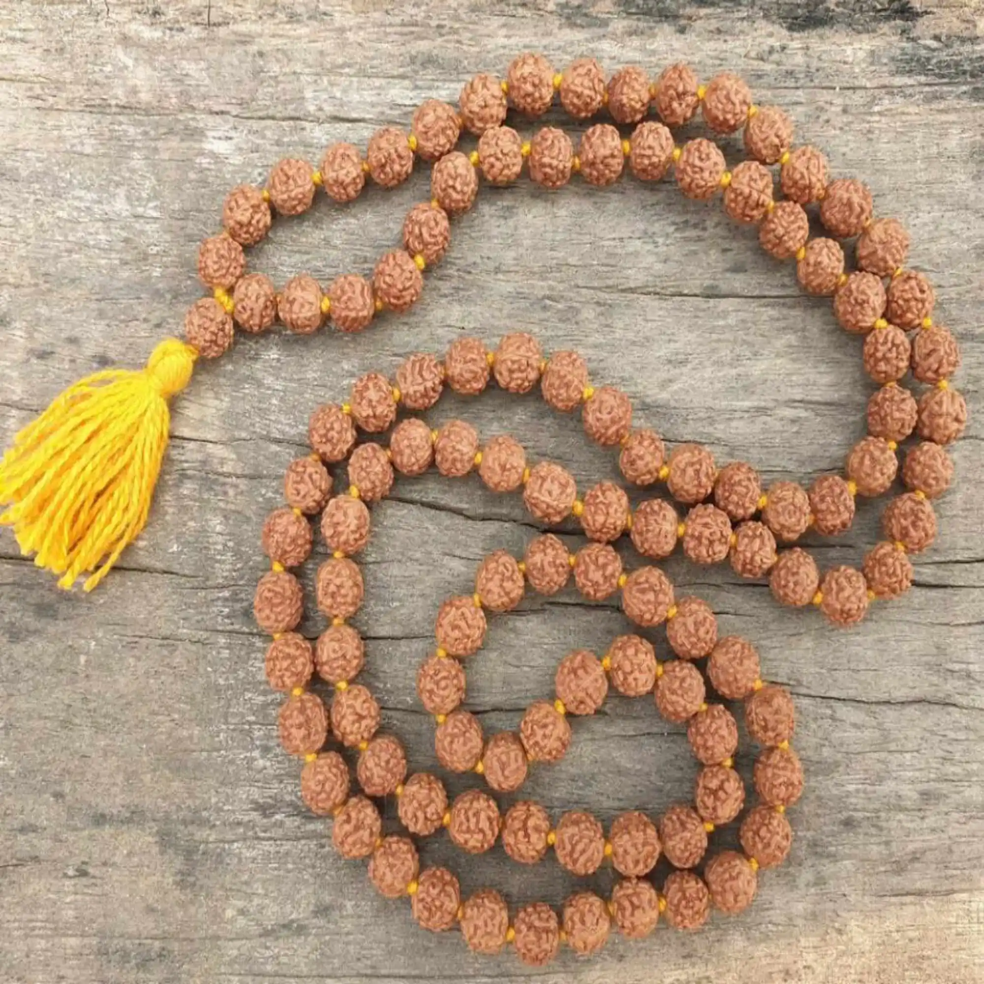 

8mm Natural knot Rudraksha Beads Tassel necklace 17-18 inches Restore Wrist Chakra Taseel Handmade Colorful Lucky Pray