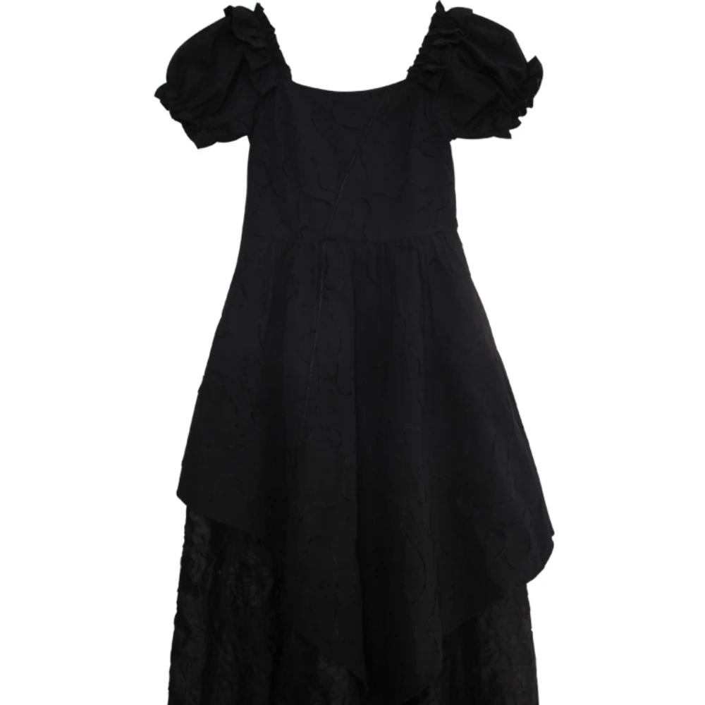 

Dress Retro Court Puff Sleeve High Waist Square Collar Heavy Industry French Style Women's Type a Princess Dress Street Style