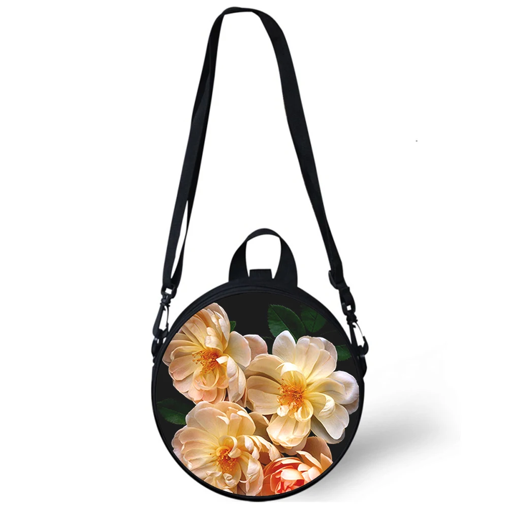 Flowers Floral Rose Plant Peony Child kindergarten Bag 3D Print Crossbody Bags For School Women Mini Round Bagpacks Rugtas Bag