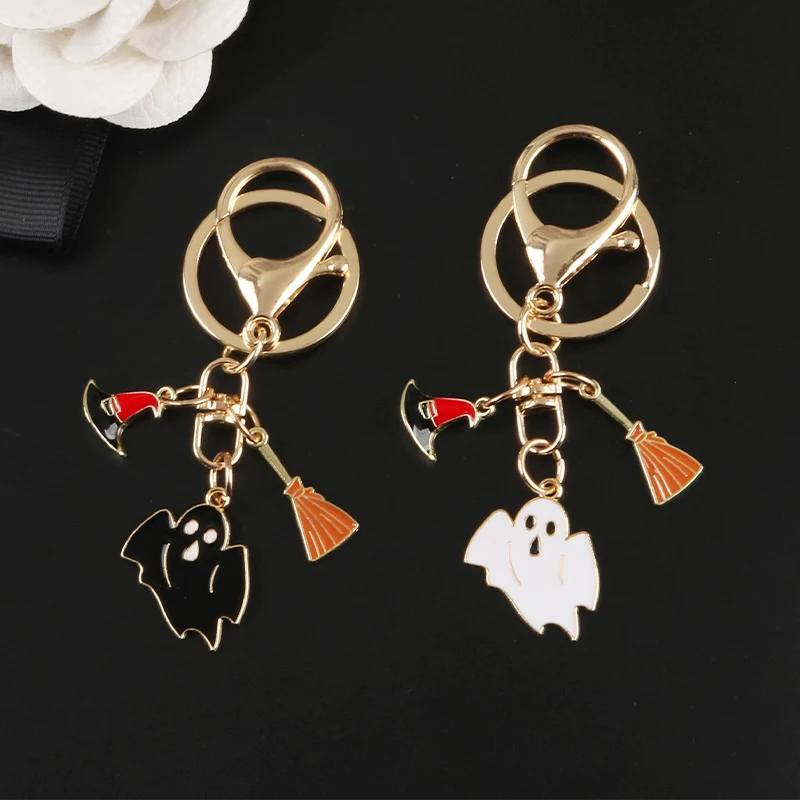 

Милый мультяшный брелок-призрак из сплава, подвеска, Хэллоуин, призрак, серия, ведьма, шляпа, метла, металлический брелок, аксессуар, сумка, а...