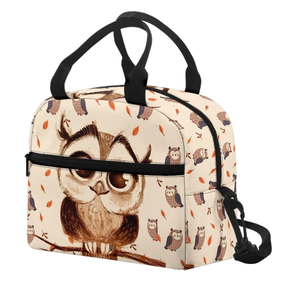 

Coloranimal Cute Cartoon Owl Prints Oil-proof Washable Elderly Working Warm Tote Warm Bento Box Large Zipper School Thermo Pouch