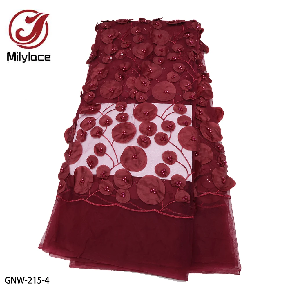 

Hot Sale African Lace Frabric High Quality French Lace Fabric Sequins Embroidered Lace for Wedding Dress GNW-215