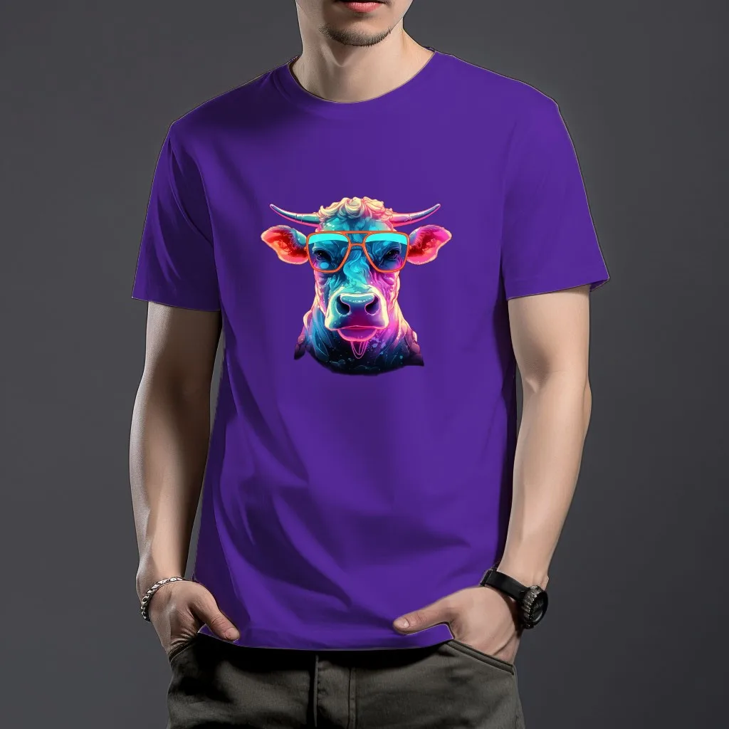 WSFEC S-4XL Men Clothing Graphic T Shirts Short Sleeve Vintage Summer Casual Loose Wild Trend Outdoor Cow Pattern Custom Top images - 6