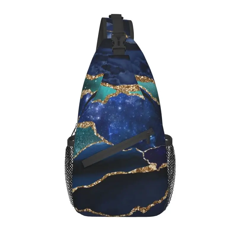 

Glamour Galaxy Milky Way Marble Sling Crossbody Chest Bag Men Cool Geometric Shoulder Backpack for Travel Cycling