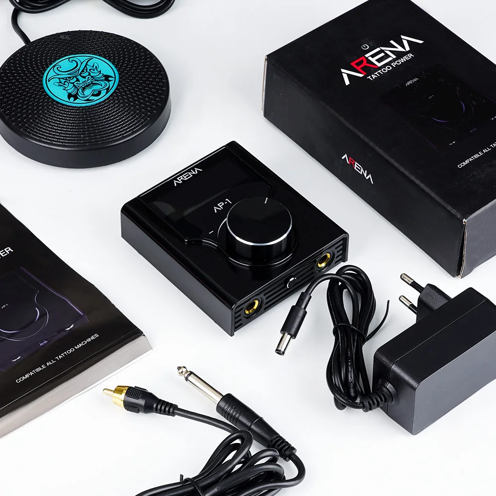 Портативный блок питания для татуировок с ЖК-дисплеем и педалью из цинкового