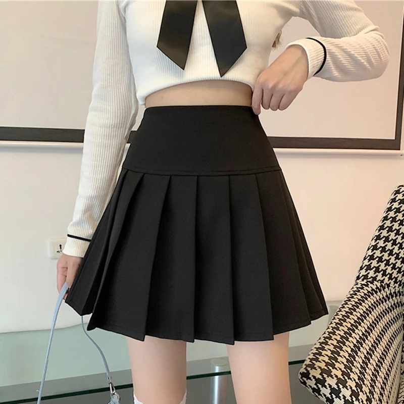 

Summer Casual Korean Women Harajuku High Waist Skirt Preppy Style Pleated A-line Skirt Mini Skirt Ladies Short Skirts Female