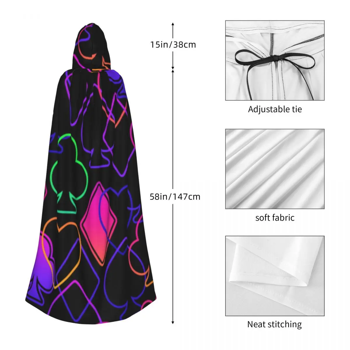 Разноцветные костюмы для покерных карт плащ с капюшоном из полиэстера унисекс