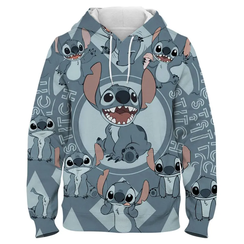 

Hooded Sweatshirt For Men Disney Lilo & Stitch 3D Print Casual Children Clothing Spring Cartoon Anime Women Oversized Hoodies