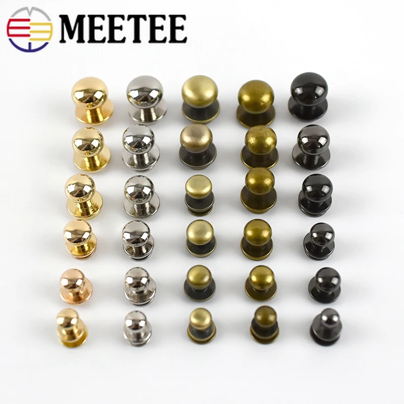 

10Pcs Meetee 4-12mm Metal Nipple Nail Buckles Rivet For Bag Purses Fastner Clasps DIY Studs Screw Buttons Leathercraft Accessory