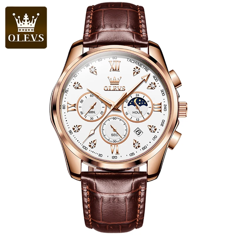 OLEVS Men’s Quartz Watch: Waterproof Sport Multifunction Wristwatch with Moon Phase, Fashionable and Original Top Brand for Men OLEVS Men’s Quartz Watch: Waterproof Sport Multifunction Wristwatch with Moon Phase, Fashionable and Original Top Brand for Men