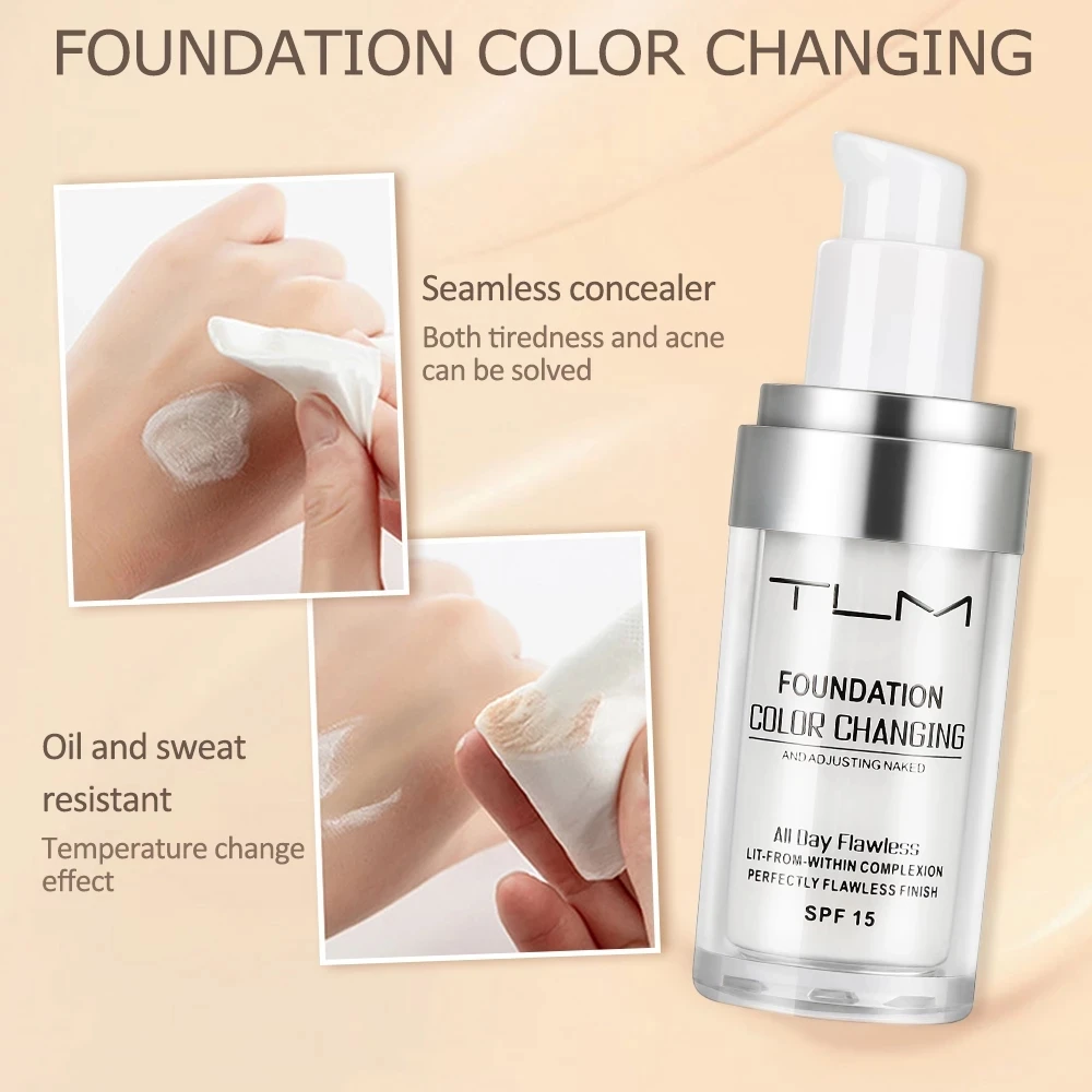 

TLM 30ml Liquid Foundation Magic Color Changing Cream Liquid Brighten Moisturizing Oil-control Foundation Primer Cream Makeup