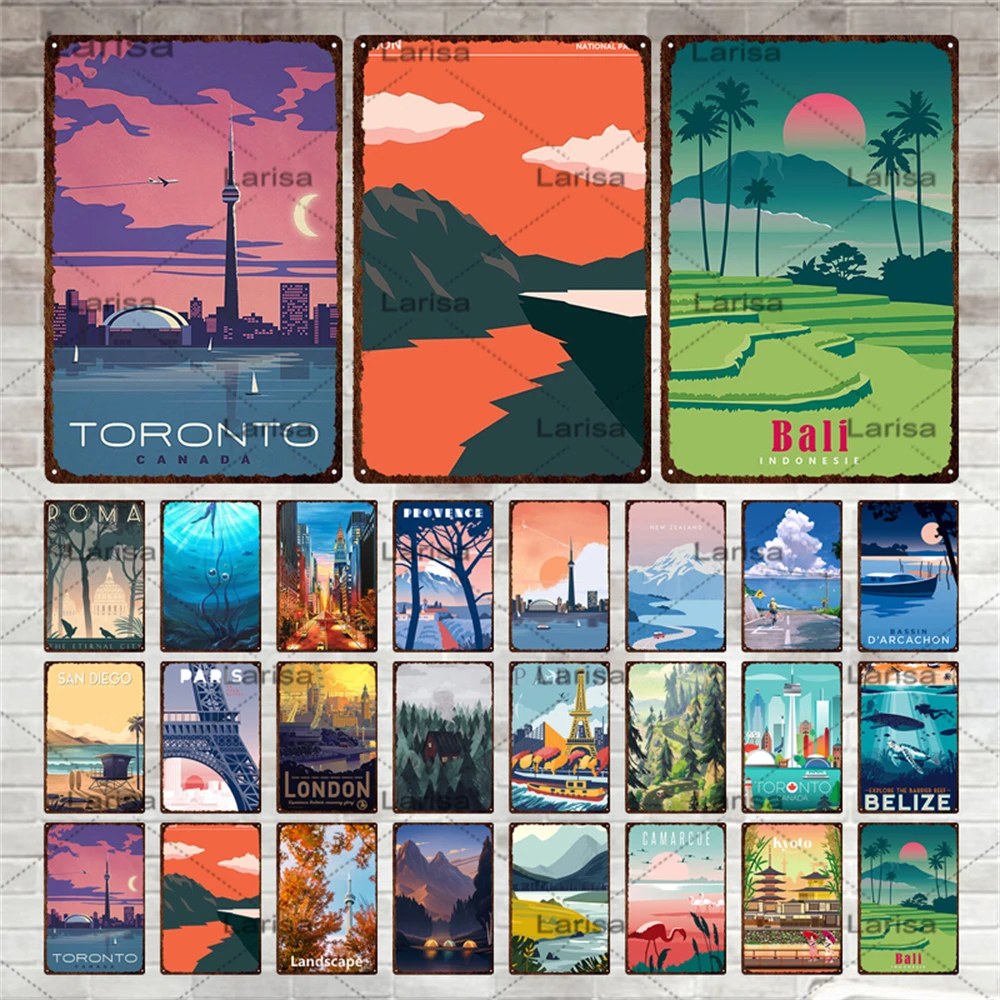 

Vintage Poster Eiffel Tower Metal Sign Landscape Decorative Tin Sign Retro Metal Plaque Man Cave Pub Home Club Wall Decor