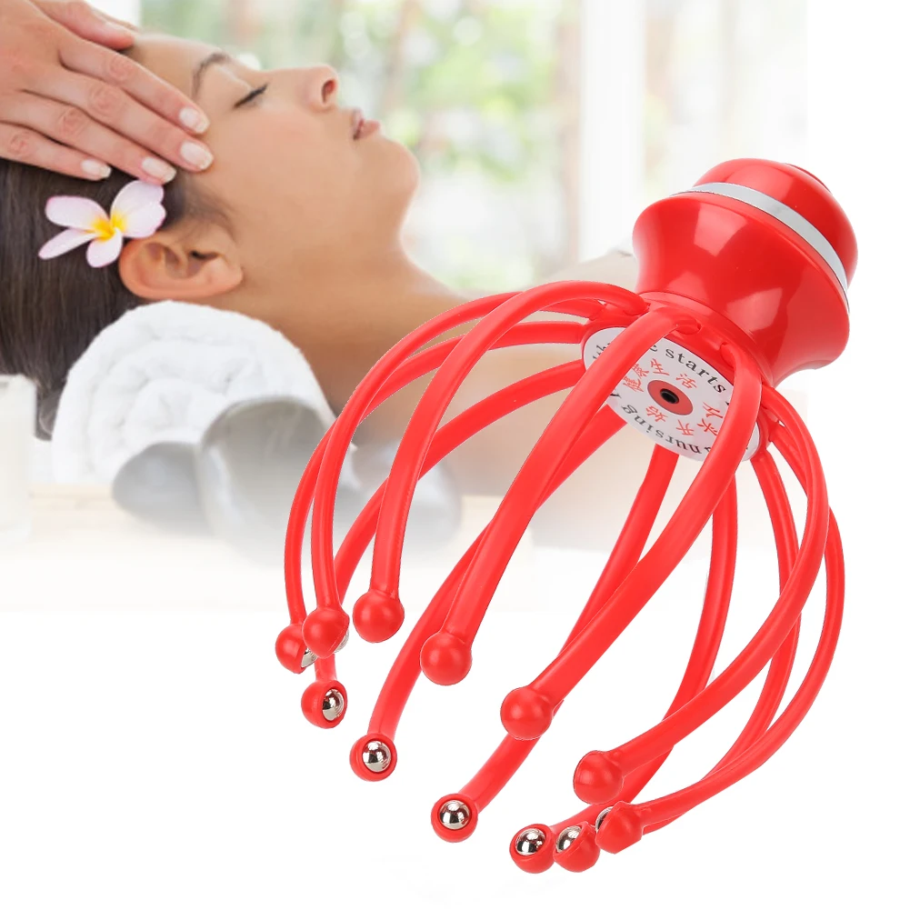 

Электрический массажер для головы коготь, снятие стресса, потеря волос, терапия, массажная машина для кожи головы, красный