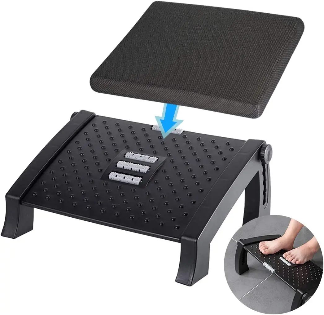 

Height Adjustable Footrest Office Travel Gift Durable Tilting Footstool Relieve Leg Massage For Improved Posture