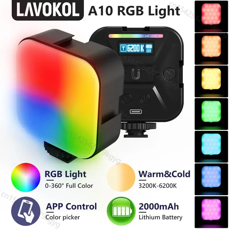 

Панель Светодиодная LAVOKOL A10 RGB для фотосъемки, миниатсветильник ная лампа для смартфонов, фото-и видеосъемки, для Youtube, Tiktok, Vlog, CRI 98