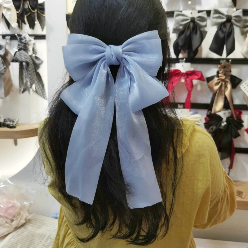 

Girl Solid Color Oversized Bow Knot Hairgrips Bohemian Hair Bow Elegant Satin Hair Clips Hair Accessories Ponytail Holder Ribbon