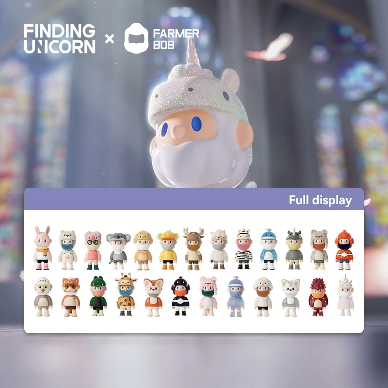 Finding Unicorn FARMER BOB Social Animal Series Blind Box Toys Cute Action Anime Figure Kawaii Mystery Box Model Designer Doll