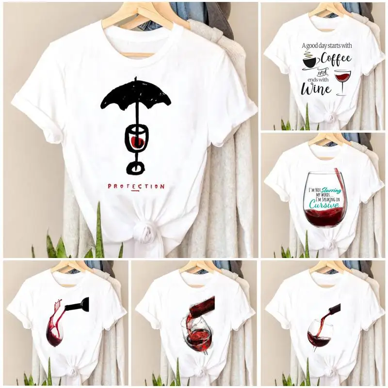 

Винная футболка, женская летняя одежда, повседневная женская и Мужская футболка, уличная одежда в стиле хип-хоп с круглым вырезом