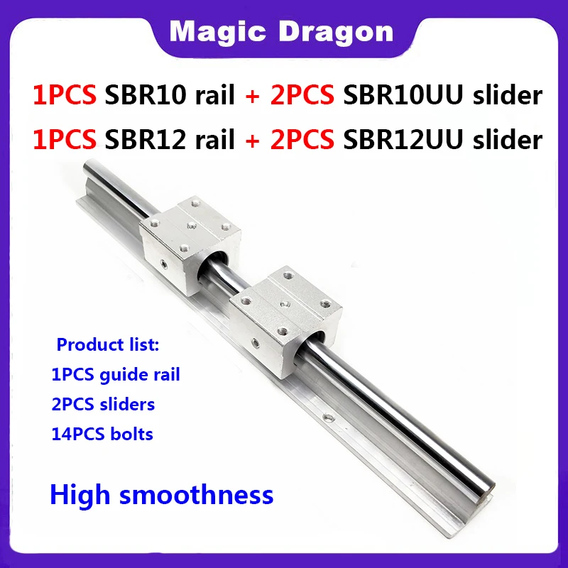 

SBR linear rail SBR10 SBR12 length 200-1000mm 1set: 1 PCS linear guide SBR10 or SBR12 + 2 PCS SBR10UU or SBR12UU blocks for CNC