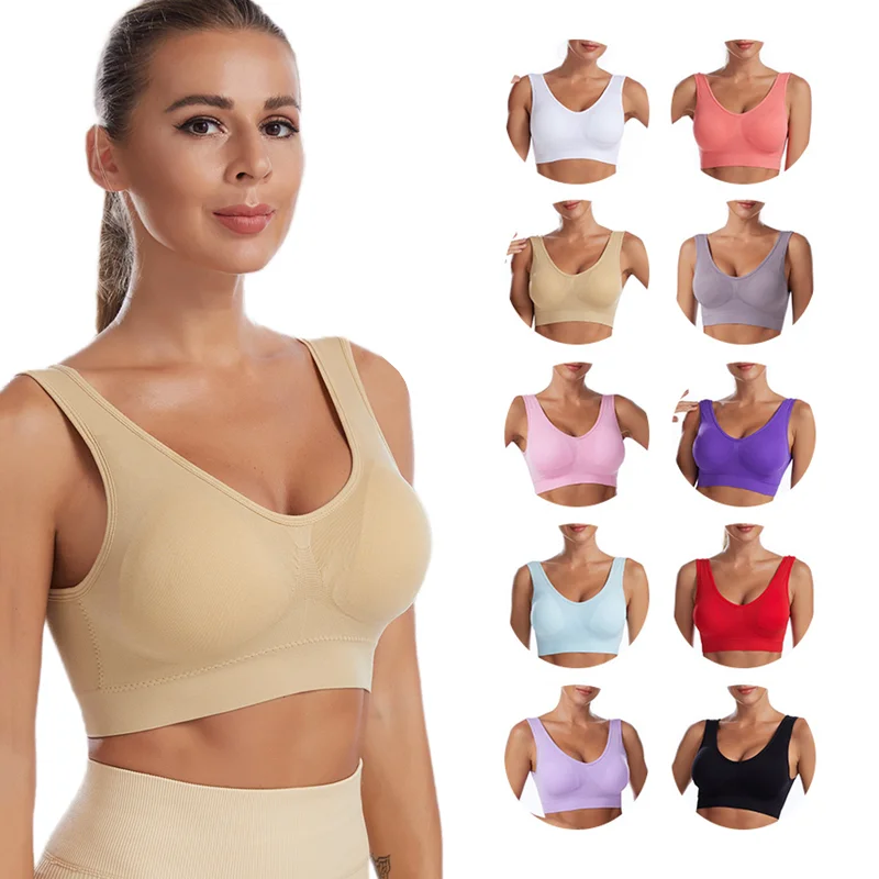 

Size 4XL Sports Bras For Women Seamless Underwear Running Shockproof Gathered Beautiful Back No Steel Ring Vest Yoga Push Up Bra