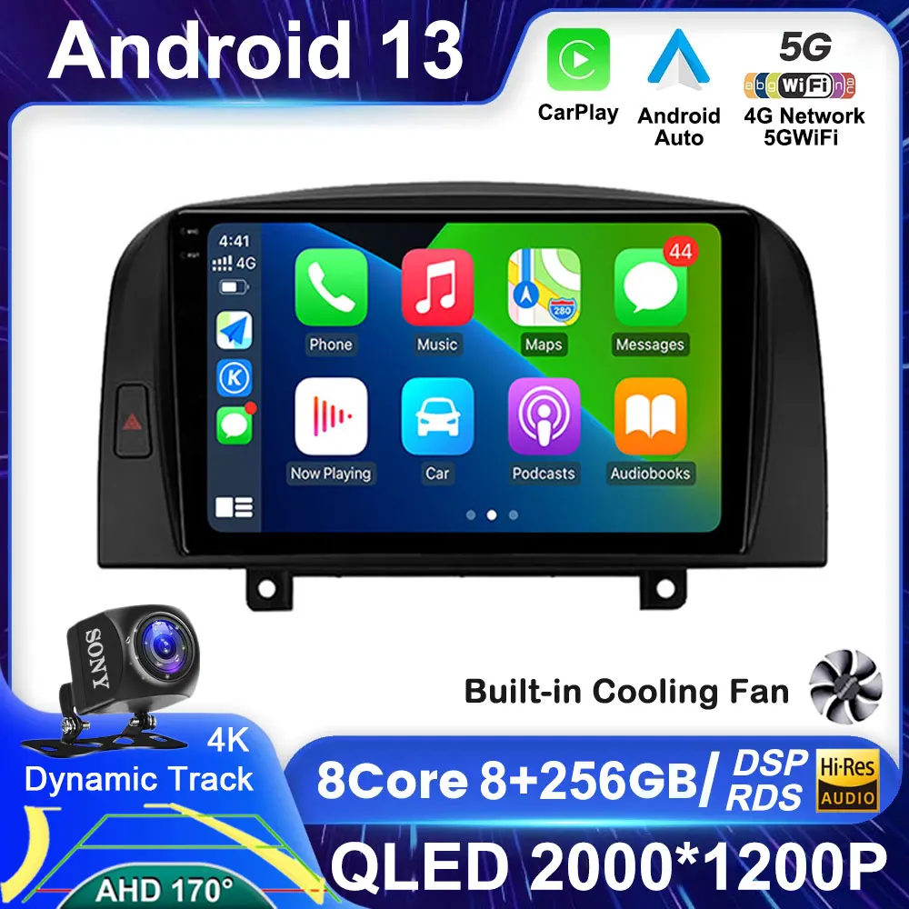 

Android 13 WIFI 4G LET для Hyundai SONATA NF 2004 2005 2006 2007 2008 Carplay Автомагнитола мультимедийный плеер GPS Навигация BT