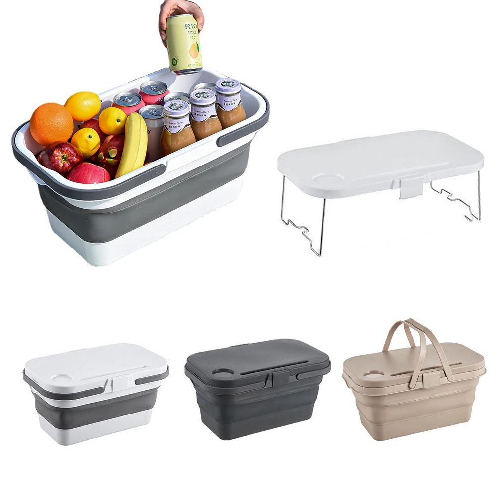 Mini cestas de almacenamiento plegables, cesta de plástico para compras, viaje al aire libre, playa, comida, fruta, multifunción, cestas organizadoras de almacenamiento