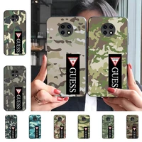 luxury guess army green camouflage phone case for redmi 9 5 s2 k30pro silicone fundas for redmi 8 7 7a note 5 5a