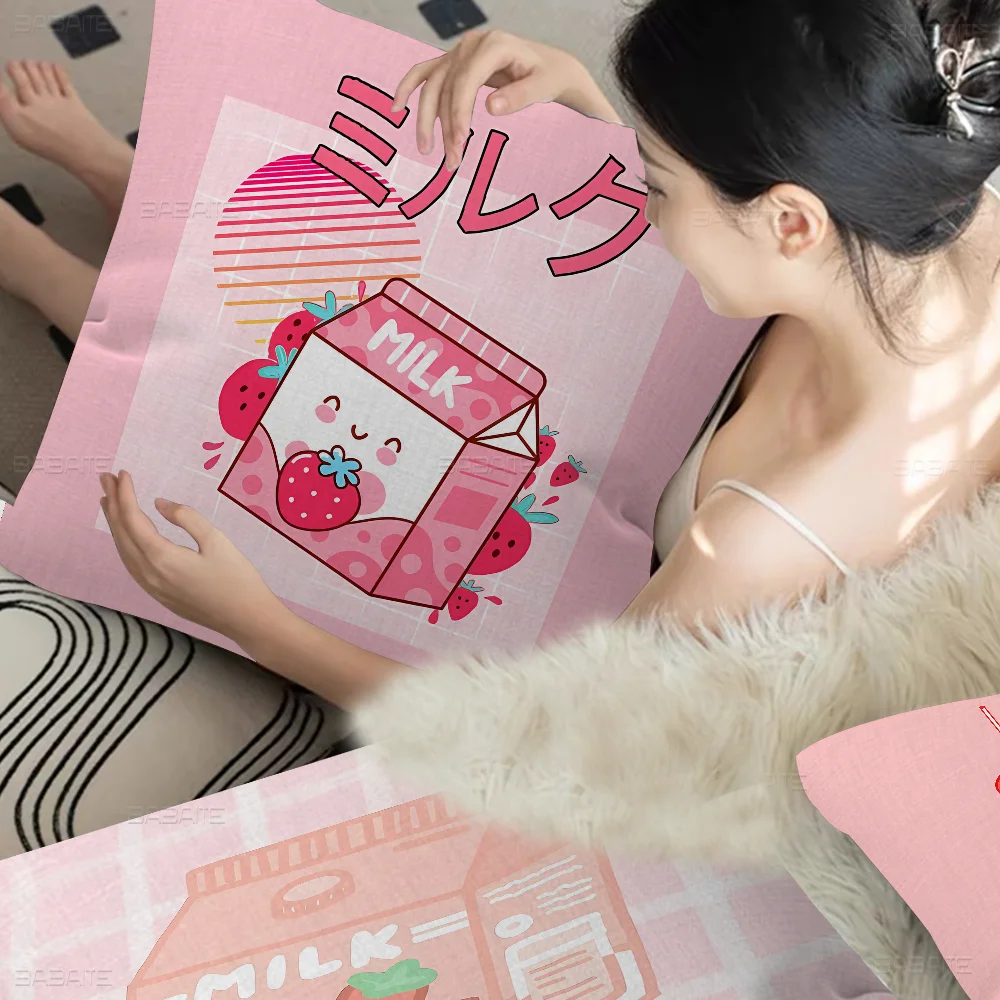 Милый банановый молочный клубничный напиток офисная подушка наволочка