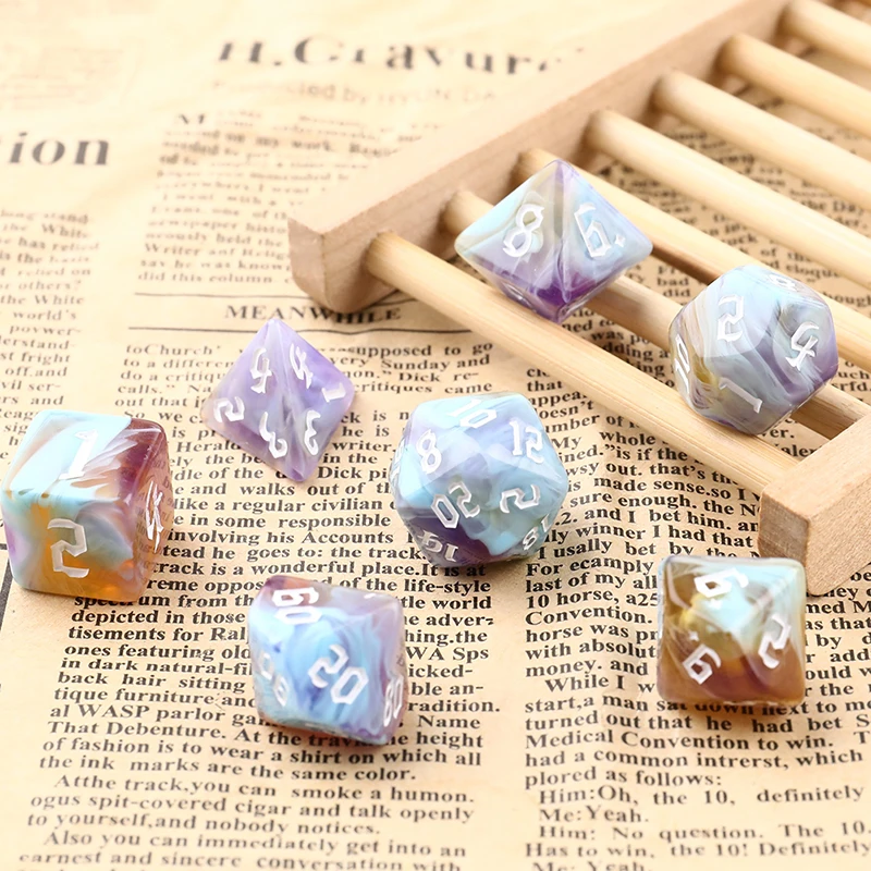 7-кости Polyhedral для настольных игр двухцветный вихревой набор ролевых игр/MTG D4 D6 D8 D10