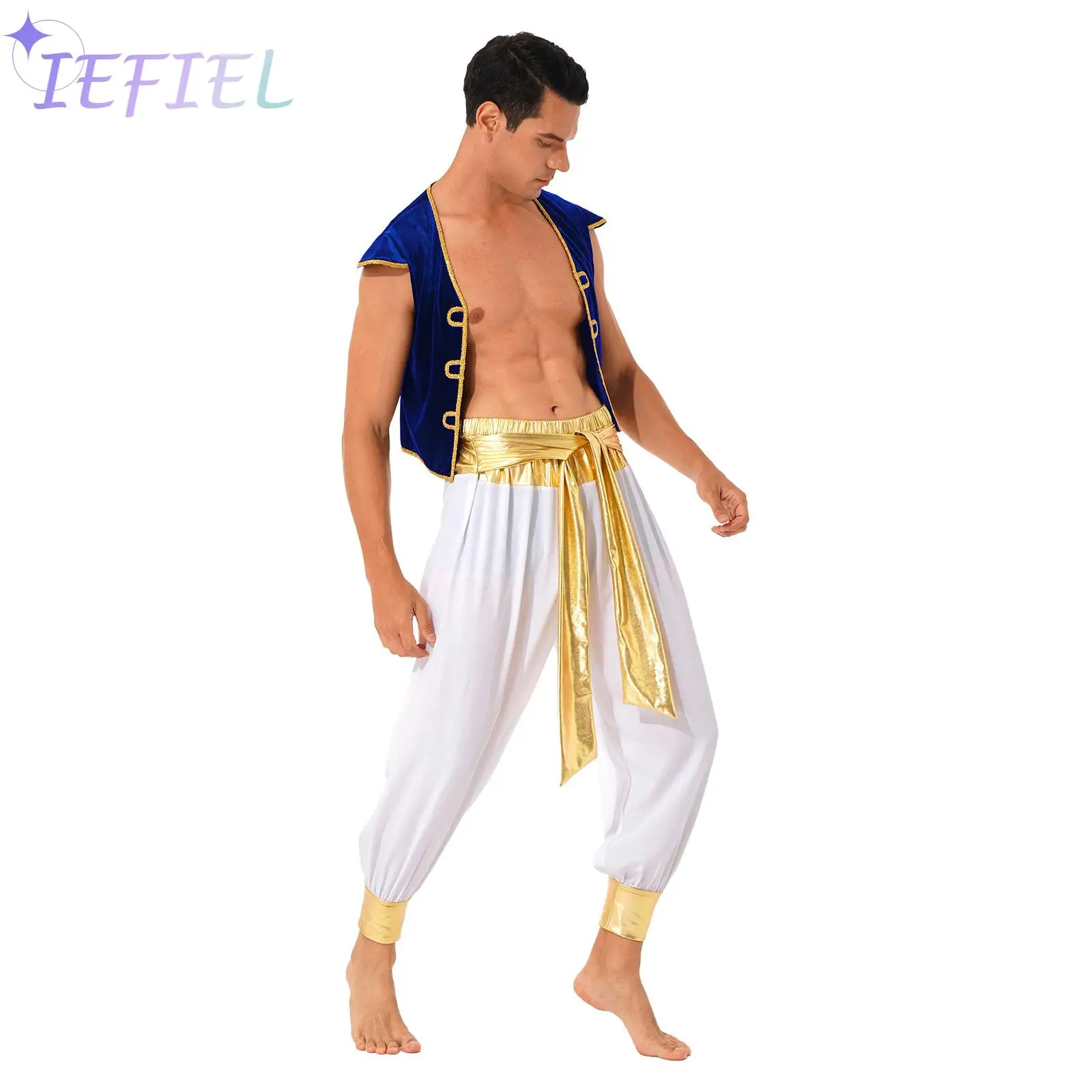 

Men Arabian Prince Role Play Theme Party Set Halloween Masquerade Fancy Dress Ball Masquerade Outfits Stage Costume Fairy Tale