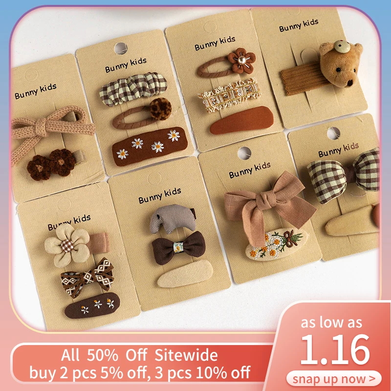 

New 3pcs/set Coffee Color Cartoon Princess Girl Hairpins Baby Hair Clip Kid Safety Barrettes Headdress Children Hair Accessories