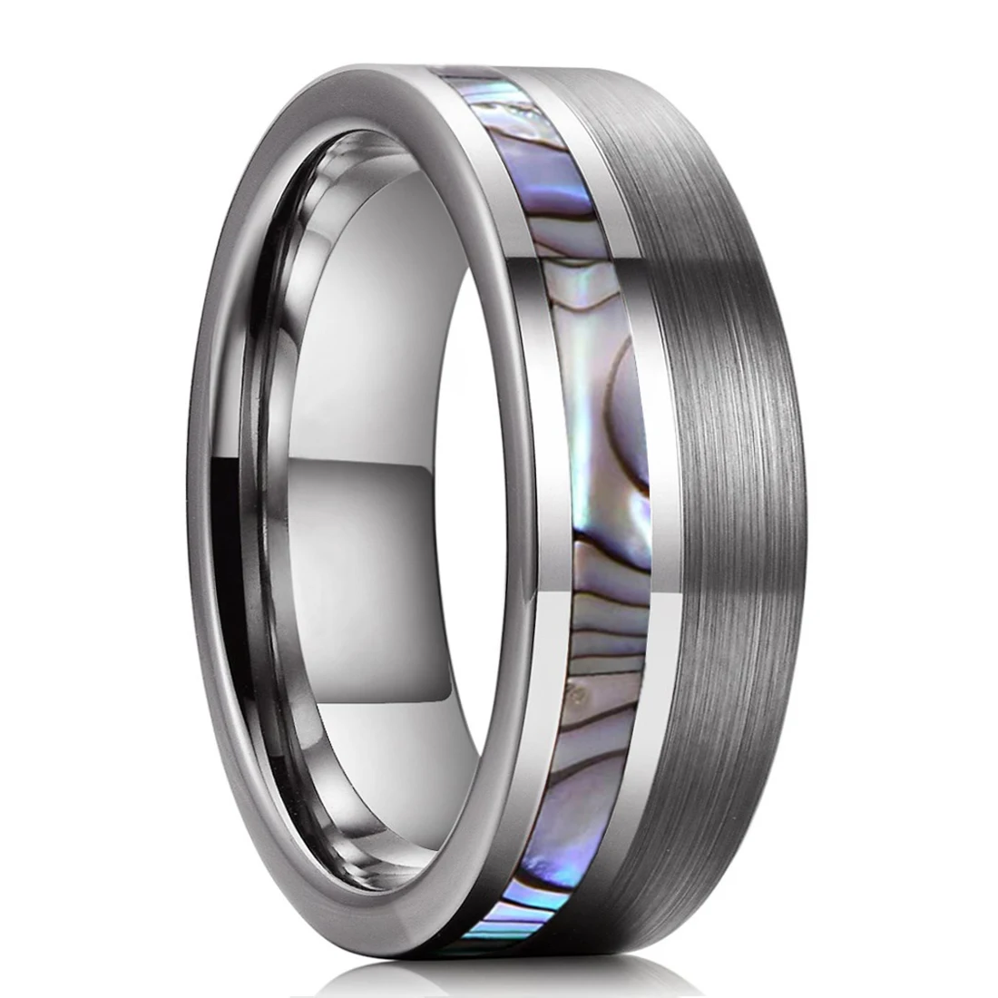 

Модное серебристое кольцо 8 мм для мужчин из нержавеющей стали, инкрустация, красочные кольца с морскими ушками для мужчин и женщин, обручальное кольцо, ювелирные изделия, подарки