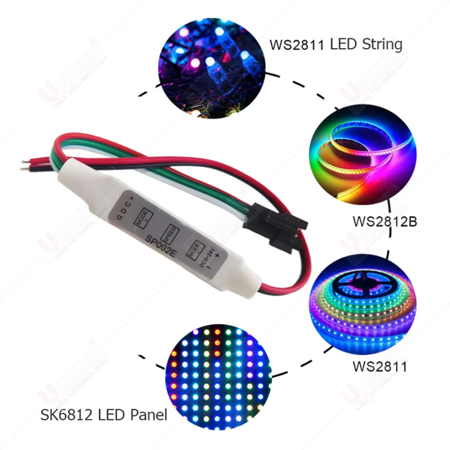 1 шт. SP002E мини-3 клавиши RGB светодиодный контроллер для DC5-24V пикселей Dream Color WS2811 WS2812B
