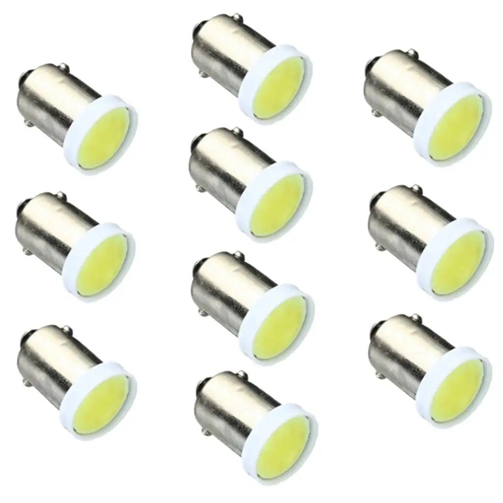 

10x BA9S COB LED Car Instrument Reading Light Side Wedge Bulbs -White