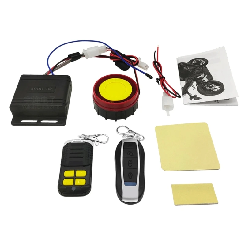 

Motorcycle Anti-Theft Alarm Security System Remote Control Warner 125dB Horn Adjustable Sensitivity for Tricycle-Scootor