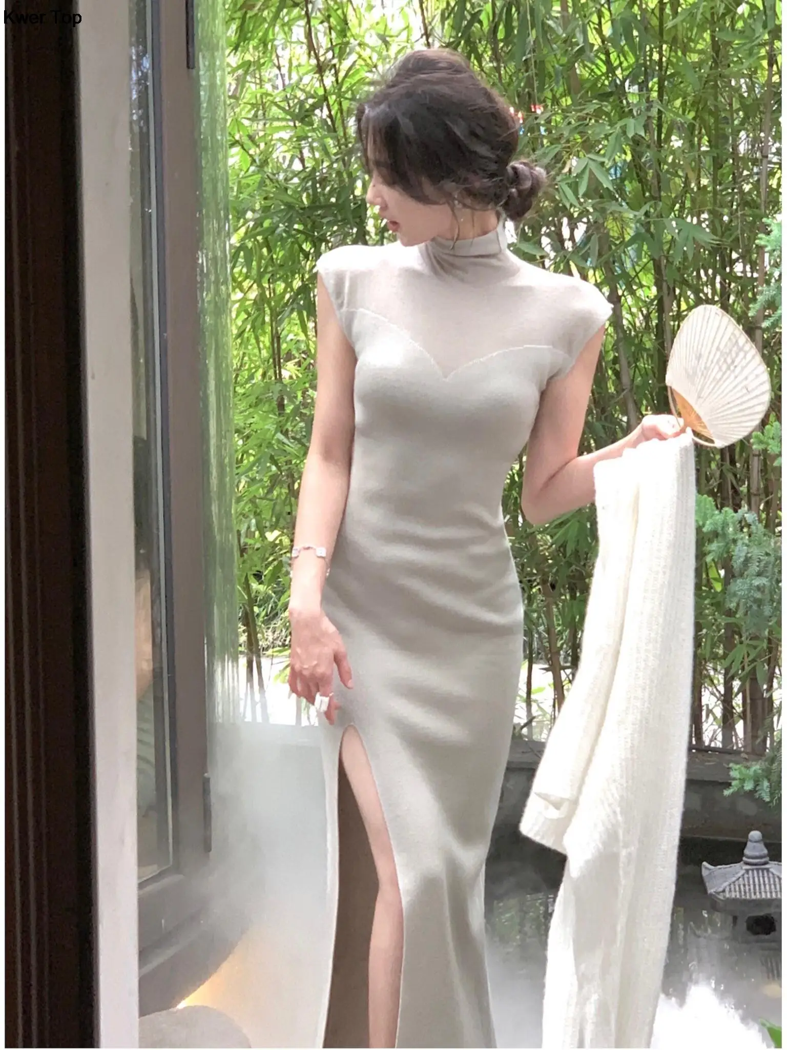 

Autumn New Sexy Bodycon Turtleneck Kintting Dress Women Winter Birthday Party Prom Split Robe France Elegant Vestidos Sweater