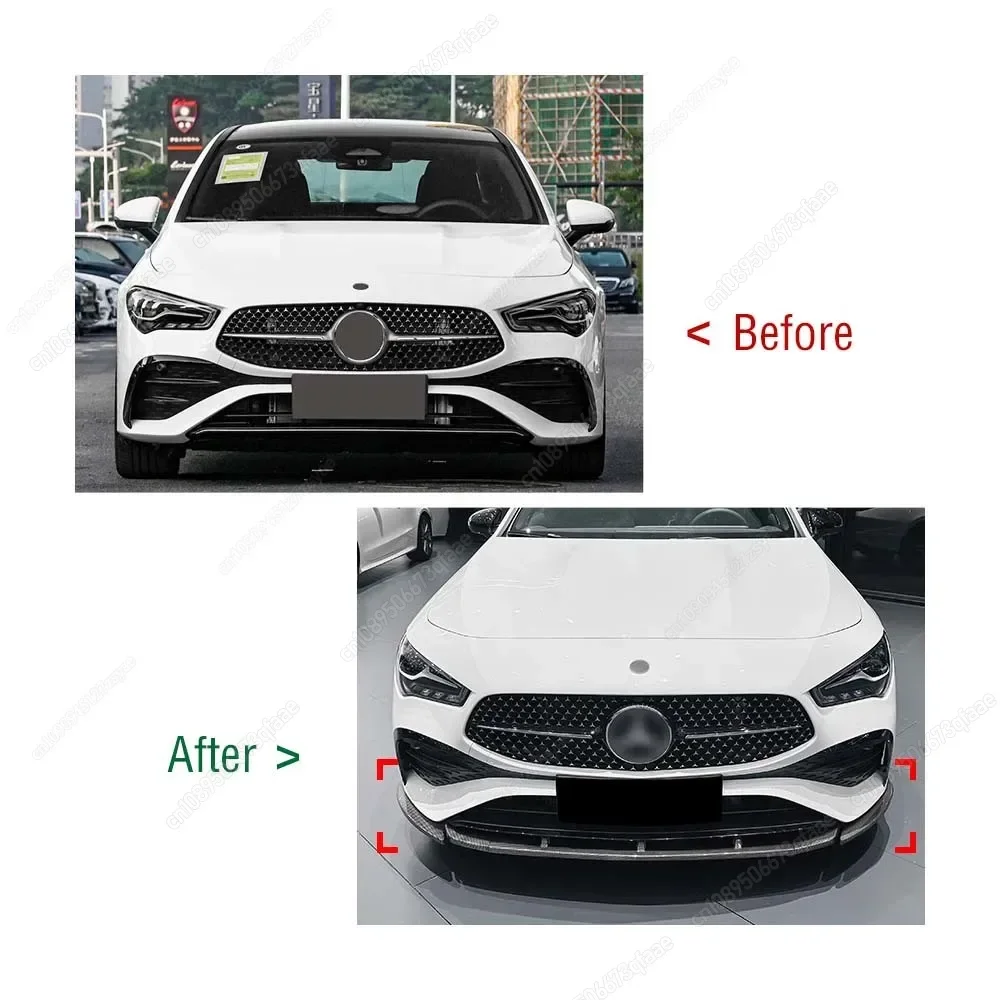Фото Автомобильный передний бампер сплиттер для Mercedes Benz C118 W118 X118 CLA 200 235 CLA35 45 AMG 2023-2025 ABS диффузор комплекты кузова тюнинг №2