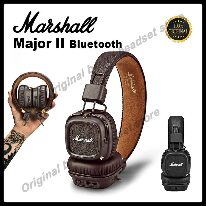 Original Marshall Major II Wireless Bluetooth Headphones Wireless Deep Bass Foldable Sport Rock Music Gaming Headset with Mic