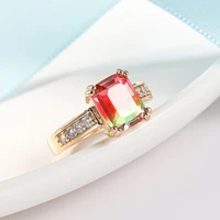 2022 new fashion multicolor square cubic zircon ring for women simple personality engagement rings party wedding jewelry gifts