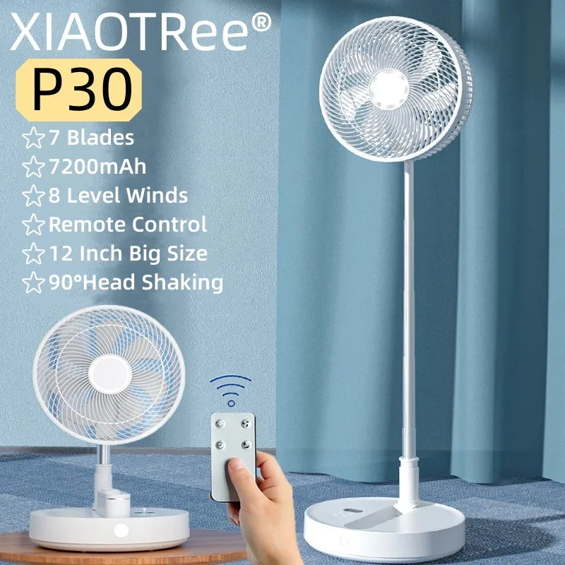 

Портативный Складной вентилятор P30, 7200 мАч, USB, 12 дюймов, охлаждение, беспроводной кондиционер, настольный напольный Телескопический вентиля...