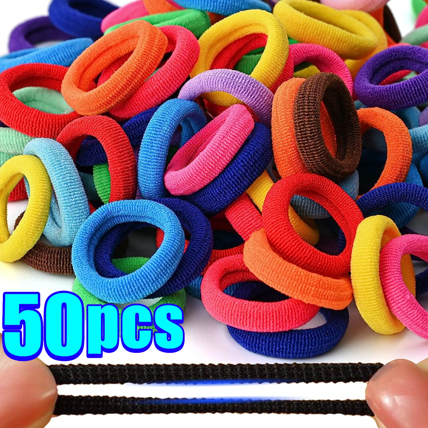 

50Pcs Girls Colorful Nylon Elastic Hair Bands for Women Rubber Bands Headband Scrunchie Kids Ponytail Holder Hair Accessories
