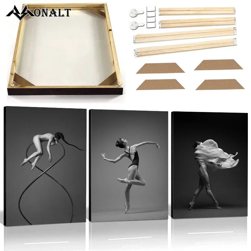 Домашний декор черно-белая танцующая женщина настенная живопись на холсте с