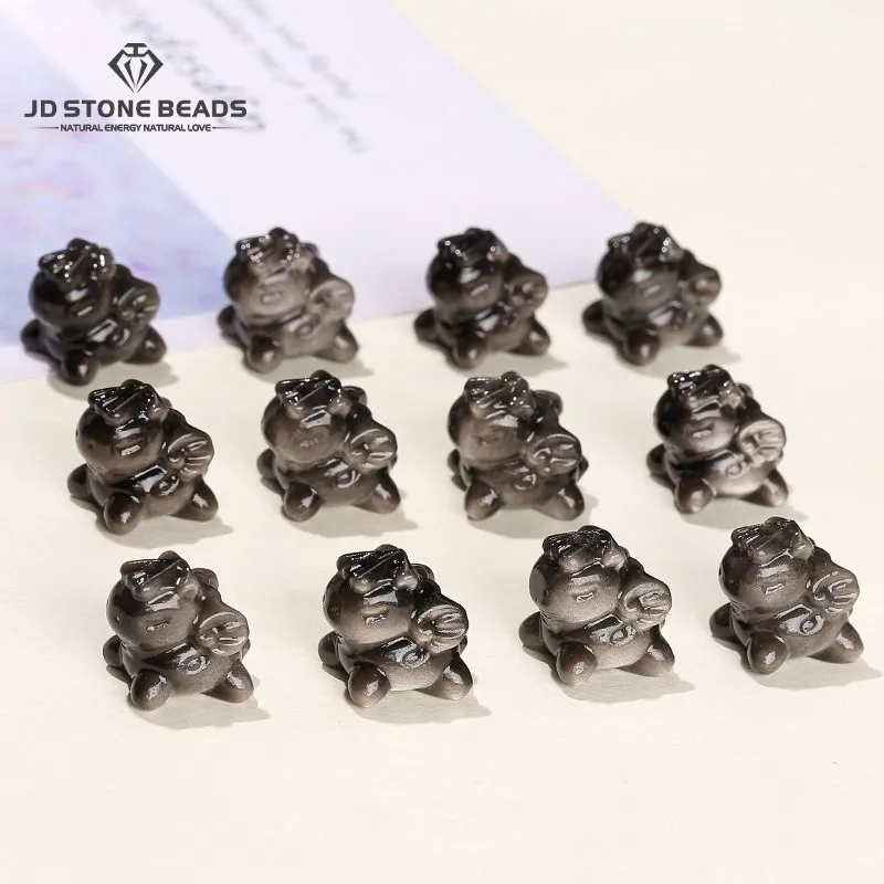 1 шт. подвеска из натурального серебра в виде обсидиана Пегаса