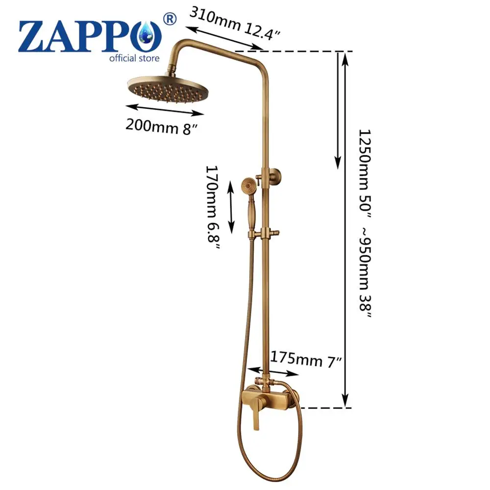 

ZAPPO античная латунная душевая система